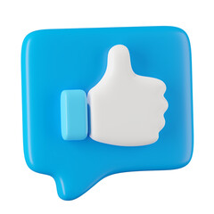 3d render of blue like icon in speech bubble, Social media concept. - 533652840