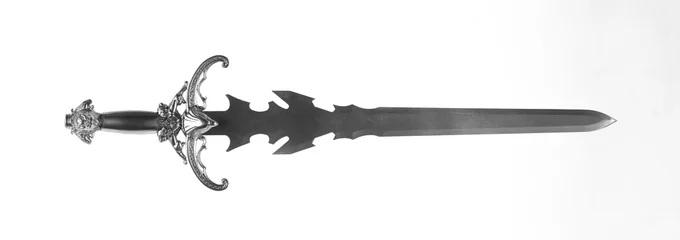 Fotobehang fantasy silver sword isolated on white background © serikbaib