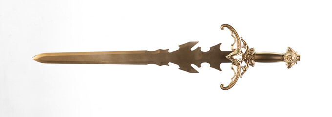 fantasy golden sword isolated on white background © serikbaib