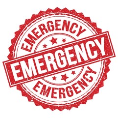 EMERGENCY text on red round stamp sign