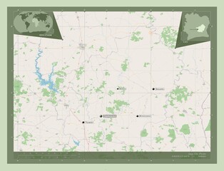 Fototapeta premium Lacs, Cote d'Ivoire. OSM. Labelled points of cities