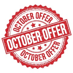 OCTOBER OFFER text on red round stamp sign