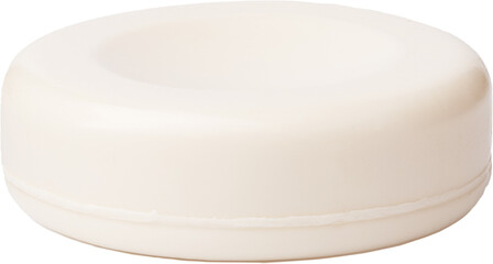 Single soap bar isolated on white background, close up