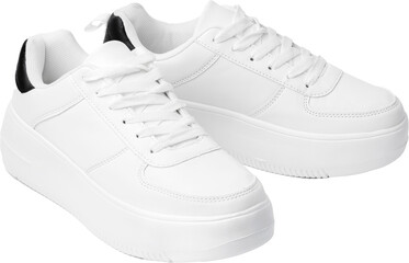 New pair of white sneakers isolated on white background
