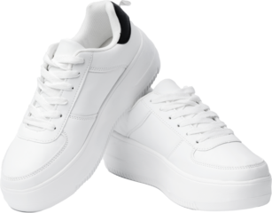 New pair of white sneakers isolated on white background