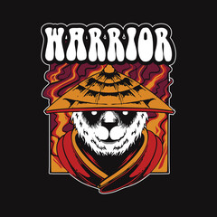 japanese warrior panda illustration for t shirt design and print