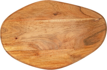 Wooden cutting board on a white background, close up