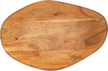 Wooden cutting board on a white background, close up