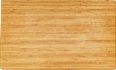 Wooden cutting board on a white background, close up