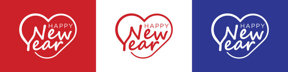 Happy New Year 2023 Logo. Abstract Hand drawn creative vector logo design. 2023 New year Logo