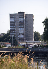 Sovetsk, Kaliningrad Oblast, Russia - August 23, 2022: Beautiful scenery of Sovetsk town and surroundings from Panemune Border Crossing in Latvia during a summer sunny day. Selective focus.