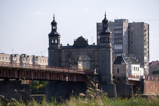 Sovetsk, Kaliningrad Oblast, Russia - August 23, 2022: Beautiful scenery of Sovetsk town and surroundings from Panemune Border Crossing in Latvia during a summer sunny day. Selective focus.