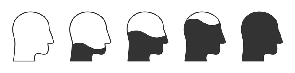 Human head icons set. Silhouette of the profile. Vector illustration.