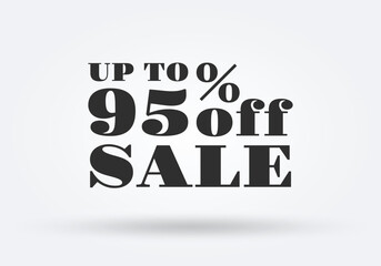 Sale icon. 95 percent price off. Discount tag, label or sign. Promotion sticker design. Business, advertising, marketing badge. Vector illustration.