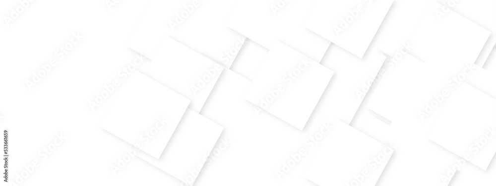Aufkleber abstract white geometric overlapping square pattern design of technology background with shadow. you