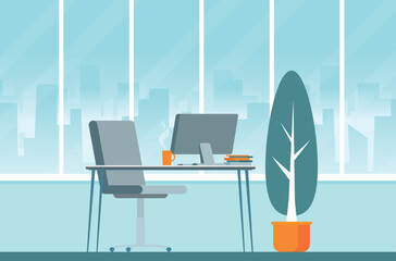 Empty ceo office interior. Flat vector.