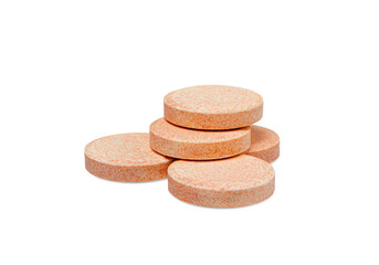 Fototapeta na wymiar Effervescent Tablets, Fizzy Vitamine Supplement Isolated