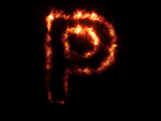 Flame Fonts. Letter P covered in fire