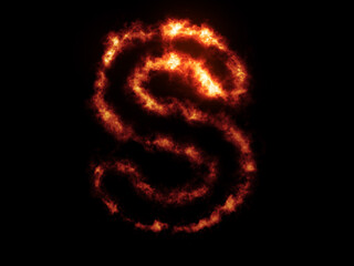 Flame Fonts. Letter S covered in fire