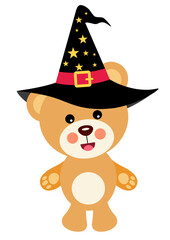 Fototapeta premium Halloween teddy bear with witch hat
