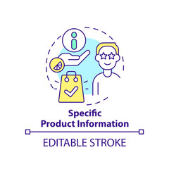 Specific product information concept icon. Benefit of direct marketing abstract idea thin line illustration. Isolated outline drawing. Editable stroke. Arial, Myriad Pro-Bold fonts used