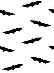 Vector seamless pattern of hand drawn doodle sketch black flying bat isolated on white background