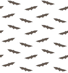 Vector seamless pattern of hand drawn doodle sketch colored flying bat isolated on white background