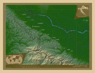 Viroviticko-Podravska, Croatia. Physical. Labelled points of cities