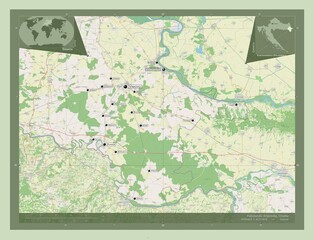 Vukovarsko-Srijemska, Croatia. OSM. Labelled points of cities