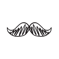 Vector hand drawn doodle sketch mustache isolated on white background
