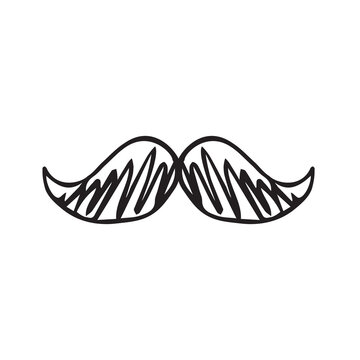 Vector hand drawn doodle sketch mustache isolated on white background