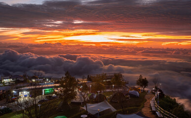 Sea of fog on the morning of mountain view point.