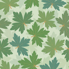 Fototapeta premium Trendy decorative vector seamless floral ditsy pattern design of geranium leaves. Elegant repeating cranesbills leaves background for textile