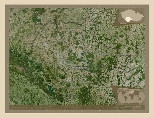 Jihocesky, Czech Republic. High-res satellite. Labelled points of cities