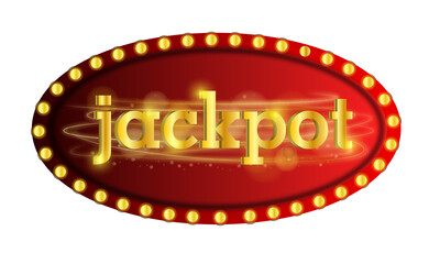 Dark red jackpot sign and gold lettering with glowing golden glow for game effect background design. on black background graphic resources isolated transparent background png