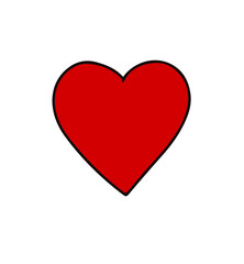 red heart hand drawing retro groovy 70s style