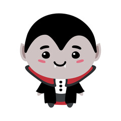 Vector flat hand drawn cute vampire isolated on white background