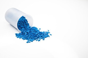 Plastic granules close up for holding,Colorful Plastic granules with white background.