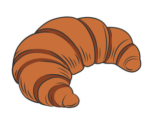 Croissant. Fresh baking, for menu, cafe, bakery, logo, color and black and white illustration. delicious bread croissant bakery