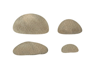 A set of watercolor clipart of gray stones. Isolated image of hand painted pebbles. Stones of different shapes for the design of natural elements