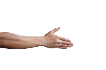 Businessman's hands wanting to shake hands on white background.