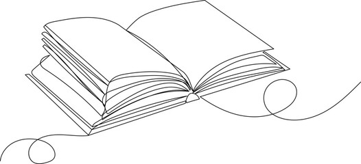 open book one line drawing, sketch