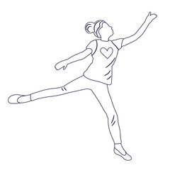 woman dancing sketch ,contour on white background isolated vector