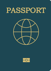 A dark green Passport vector with gold ornament