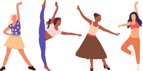 dancing women on white background, isolated vector