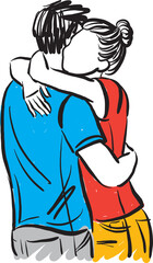 couple in love concept hugging each other man and woman vector illustration