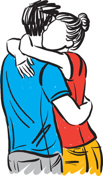 couple in love concept hugging each other man and woman vector illustration