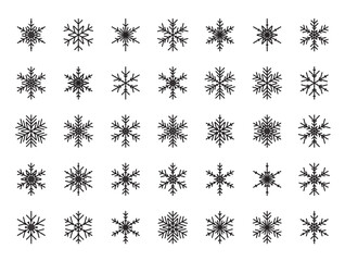 Vector set of different snowflakes