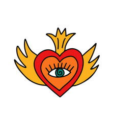 sacred mexico heart hand drawing style