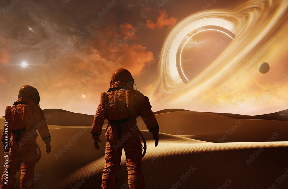 Canvas Prints astronaut explores space being desert